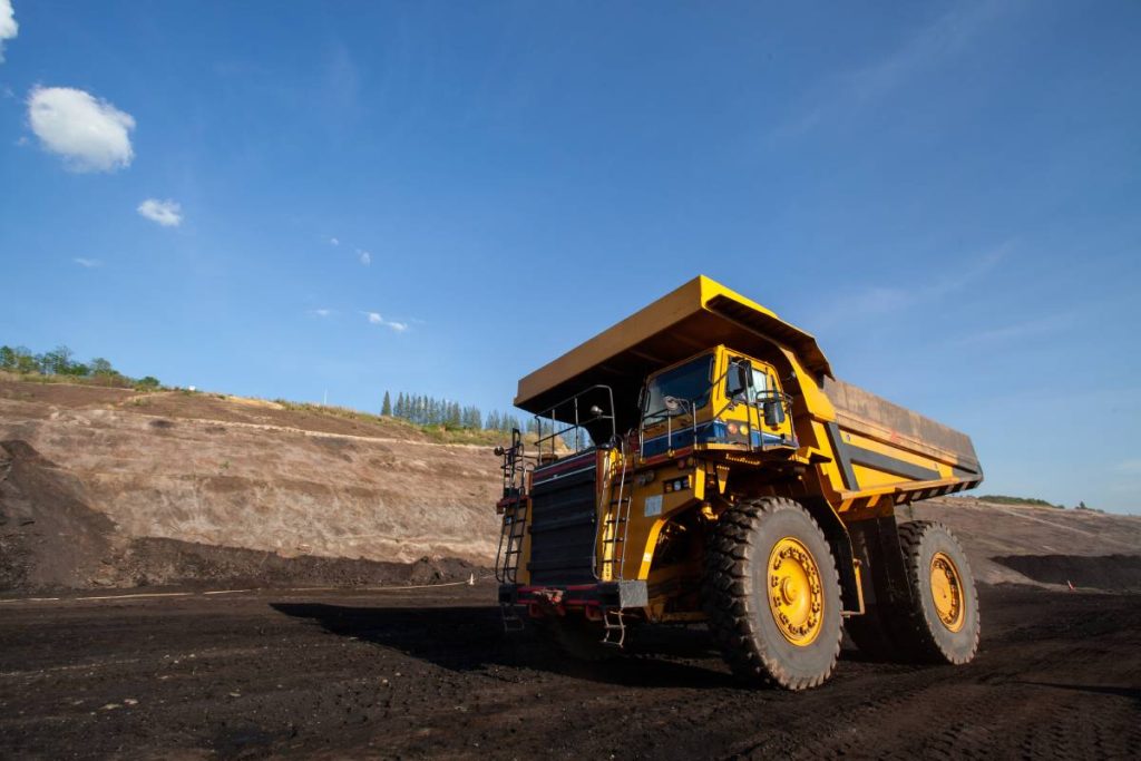 Coal mining. The truck transporting coal, Thailand.